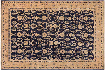 handmade Traditional Kafkaz Chobi Ziegler Blue Brown Hand Knotted RECTANGLE 100% WOOL area rug 10 x 15